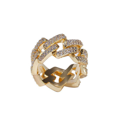 Choker Cuban Cz Diamond Ring Gold / 8