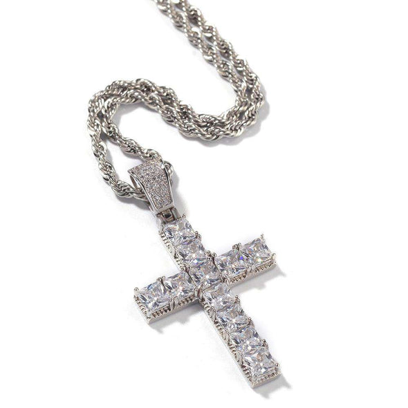 Bust-Down Cross Pendant White Gold