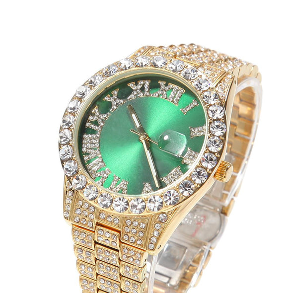 Bust-Down Red/green Face Premium Watch Yellow Gold / Green