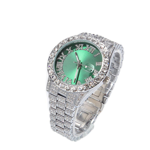 Bust-Down Red/green Face Premium Watch White Gold / Green