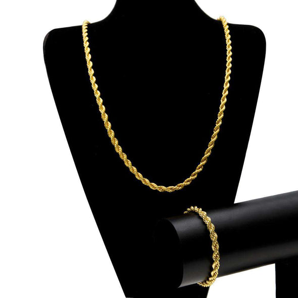 6Mm Gold Rope Chain Set Yellow
