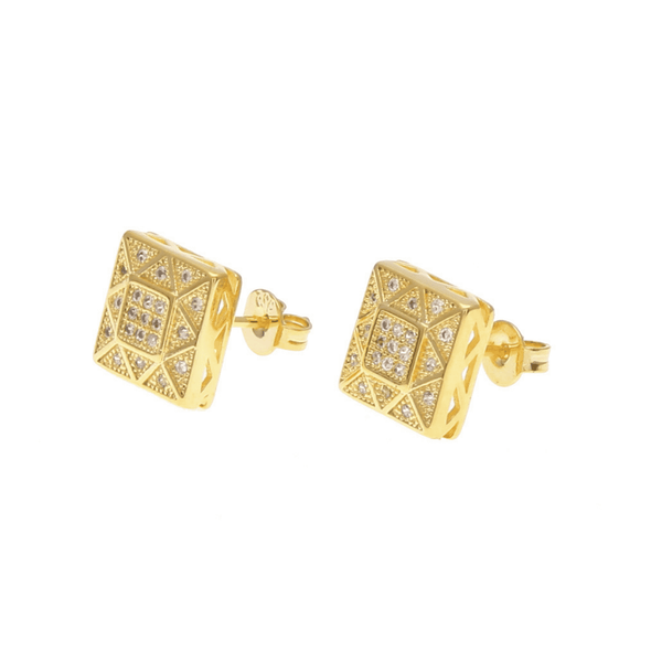 Big Cz Diamond Earrings Gold